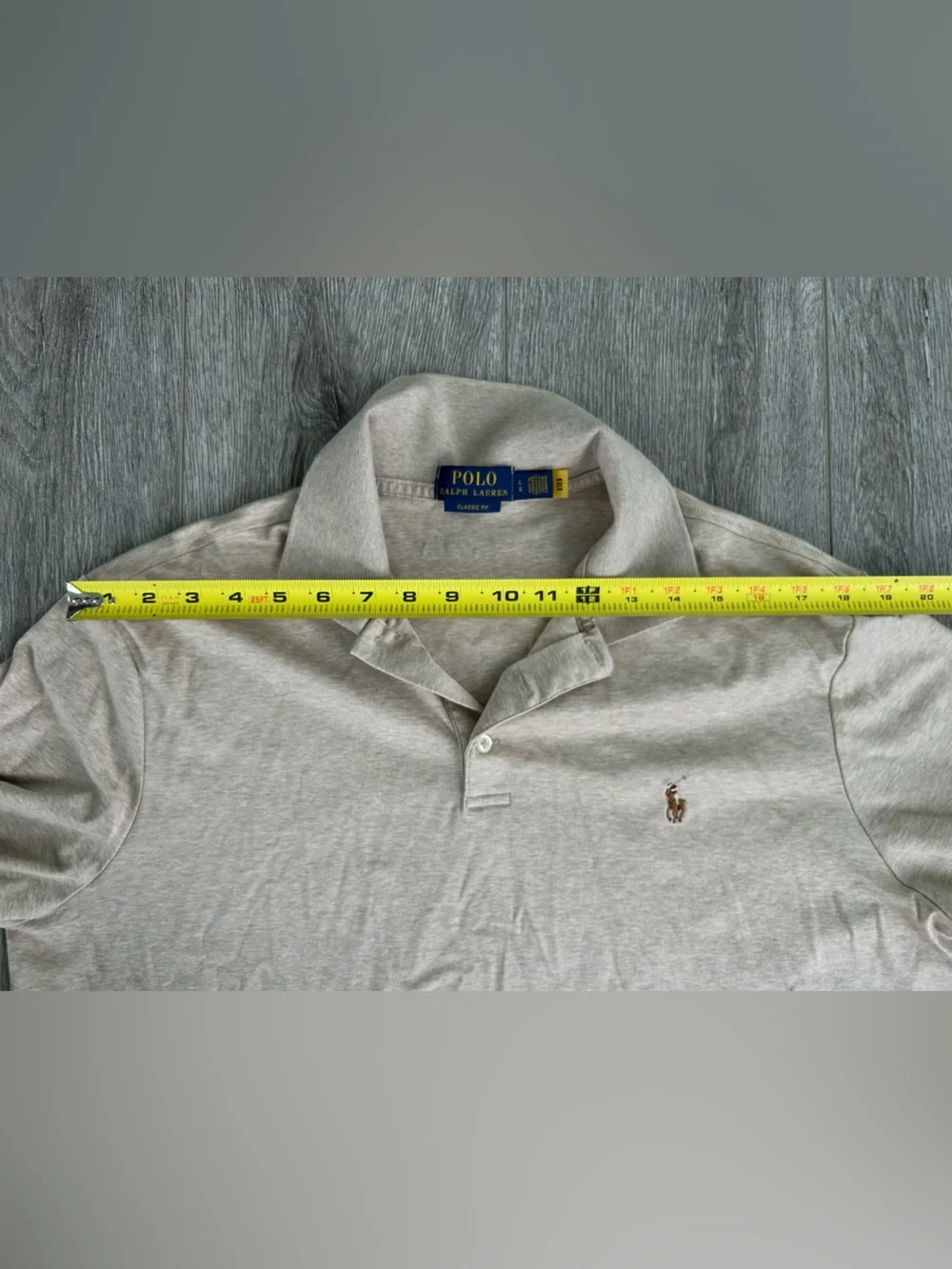Ralph Lauren Men's Light Beige Polo Shirt with Embroidered Pony large